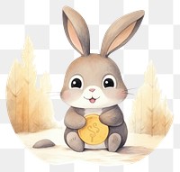 PNG Rabbit holding big coin cartoon animal rodent. 