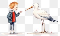 PNG Stork protects boy animal cartoon stork. AI generated Image by rawpixel.