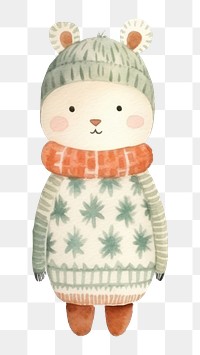 PNG Winter animal couple cartoon cute toy. 