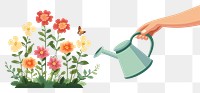 PNG Hand watering flowers gardening outdoors nature. 