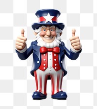 PNG 3d illustration mascot Uncle Sam figurine. 