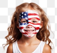 PNG American flag face paint children smile. 