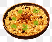 PNG Biryani plate food vegetable. 