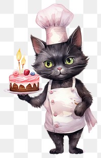 PNG Cute chef black cat cake dessert mammal. AI generated Image by rawpixel.
