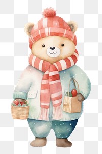 PNG Cartoon winter bear toy. 