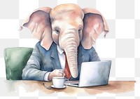 PNG Business elephant computer animal wildlife. AI generated Image by rawpixel.