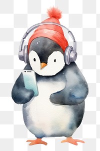 PNG Business penguins headphones cartoon puffin. 