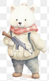 PNG Cute white bear cartoon weapon toy. 