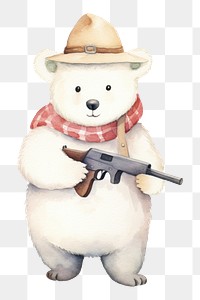 PNG Cute white bear cartoon weapon toy. 