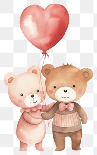 PNG Couple animal hug balloon cartoon heart. 