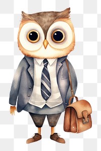 PNG Cute owl cartoon bag  