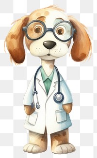 PNG Dog doctor cartoon white background representation. AI generated Image by rawpixel.