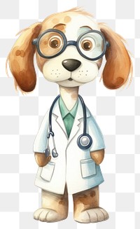 PNG Dog doctor cartoon white background representation. 