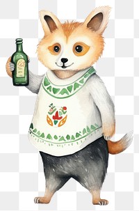 PNG Fox dancing animal bottle cartoon. 