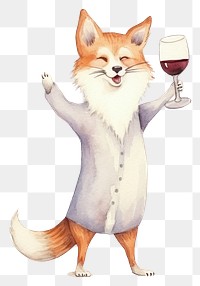 PNG Fox dancing animal wine cartoon. AI generated Image by rawpixel.