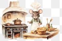 PNG Rat cooking food kitchen cartoon animal. AI generated Image by rawpixel.