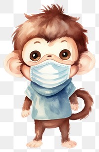 PNG Monkey wearing face mask cartoon animal cute. AI generated Image by rawpixel.