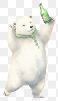 PNG White bear dancing bottle cartoon mammal. 