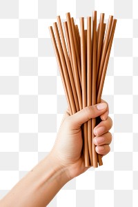 PNG Paper straws holding brown hand. 