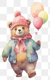 PNG Fashion wear balloon cute bear. 