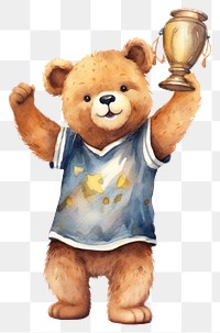 PNG Bear holding a trophy toy white background representation. 