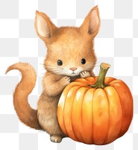 PNG Red squirrel pumpkin animal vegetable. 