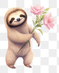 PNG Animal mammal flower sloth. AI generated Image by rawpixel.