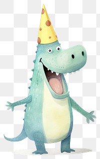 PNG Cute crocodile character wearing a party hat animal fun representation. 