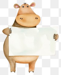 PNG Hippo holding blank sign animal mammal  