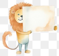 PNG Lion holding blank sign animal white background representation. 