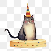 PNG Kitty cat characters wearing party hat animal mammal cake. 