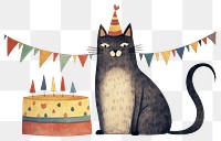 PNG Kitty cat characters wearing party hat animal dessert mammal. 