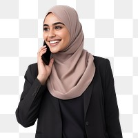 PNG Young Muslim woman calling mobile phone smiling scarf adult. 