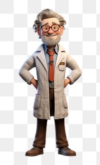 PNG  Scientist overcoat glasses cartoon. AI generated Image by rawpixel.