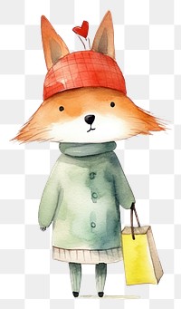 PNG Cute fox walking cartoon nature. 