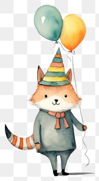 PNG Cute fox balloon cartoon hat. 