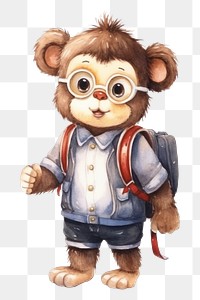 PNG Monkey wearing school uniform cute toy white background. AI generated Image by rawpixel.