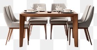 PNG  A modern dinning furniture set chair table plate. AI generated Image by rawpixel.
