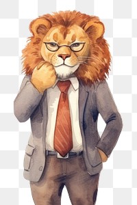 PNG Lion businessperson cartoon blazer mammal. AI generated Image by rawpixel.