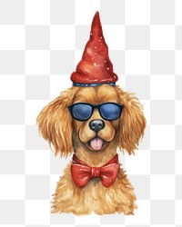 PNG Dog party characters dog portrait glasses. 