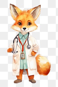 PNG Orange fox doctor white background veterinarian. 