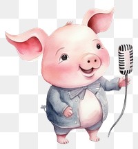 PNG Pig singing cute white background representation. AI generated Image by rawpixel.