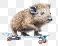 PNG  Skateboars rat skateboard hedgehog. AI generated Image by rawpixel.