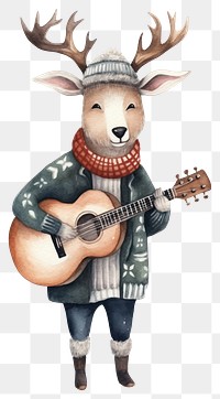 PNG Deer musician cartoon guitar. AI generated Image by rawpixel.
