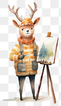 PNG Deer painter cartoon mammal. 