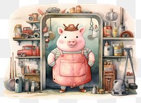 PNG Pig cartoon animal cute. 