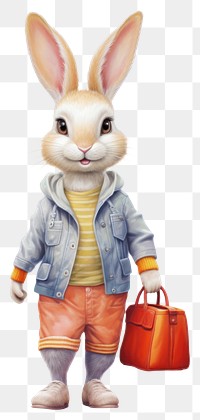 PNG Fashion rabbit shopping animal mammal cute. 