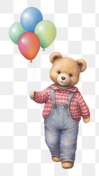 PNG  Bear balloon drawing cute. AI generated Image by rawpixel.