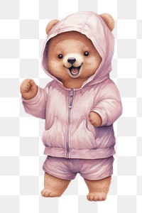 PNG Bear hoodie DJ drawing cute toy. 