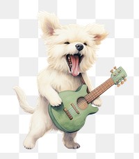 PNG Young dog playing guitar mammal cute pet. 